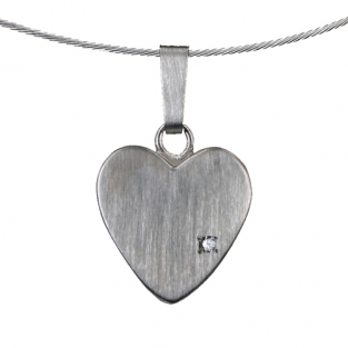 Ashanger hart met steentje zilver